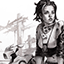 Cyberpunk drawing with ink wash, art by Mavinga.